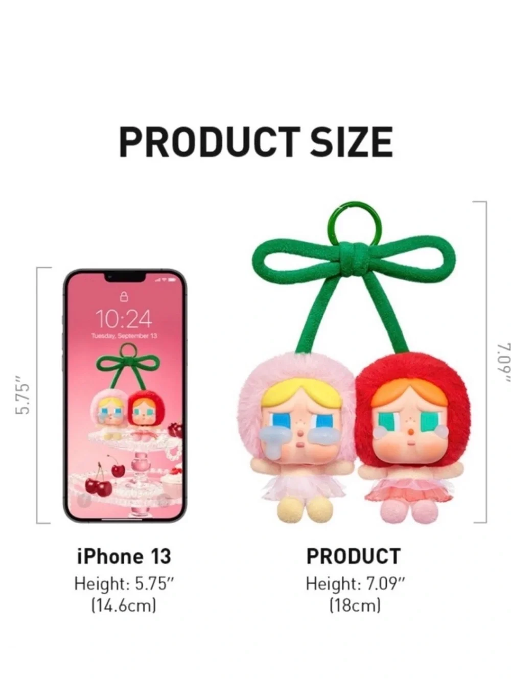 Plush Twin Doll Key & Card Holder - Pink and Red - Picture 4 of 5